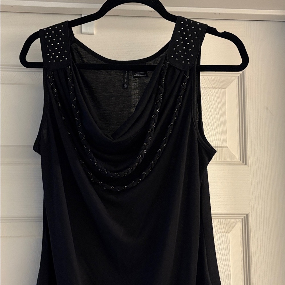 New Directions Black Sleeveless Blouse with Studded Details
